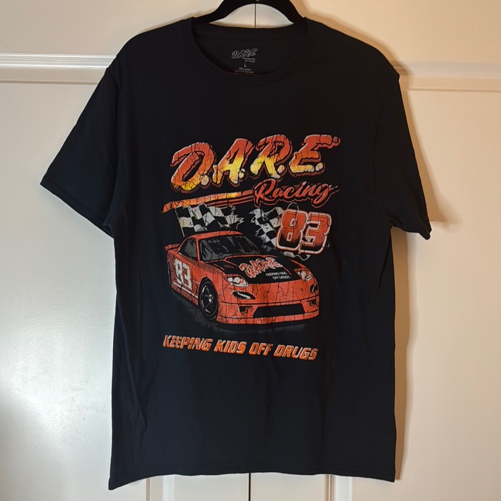 DARE Racing 83 Graphic‎ Tee Black Car Shirt Keeping Kids Off Drugs Size L